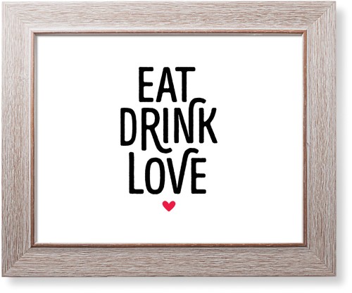 Eat Drink Love Heart Art Print, Rustic, Signature Card Stock, 11x14, Multicolor