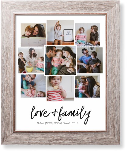 Love and Family Collage Art Print, Rustic, Signature Card Stock, 11x14, White