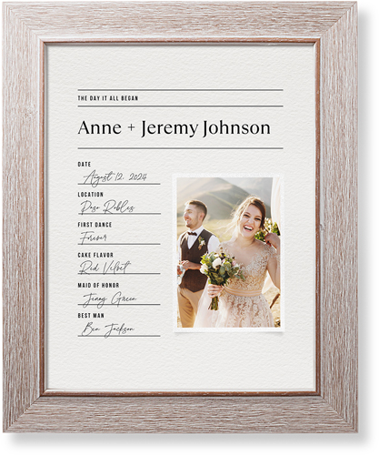 Wedding Journal Entry Art Print, Rustic, Signature Card Stock, 11x14white