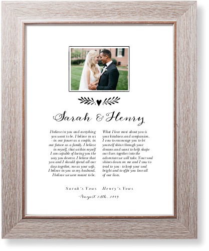 Elegant Wedding Vow Collage Art Print, Rustic, Signature Card Stock, 11x14black