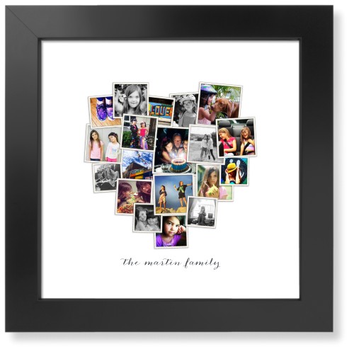 Tilted Heart Collage Art Print, Black, Signature Card Stock, 12x12, White