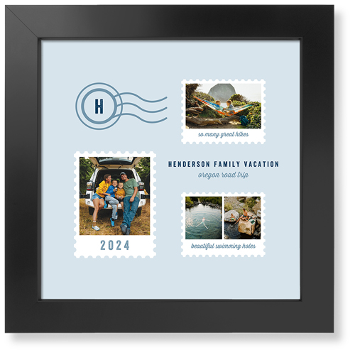 Stamp Collage Art Print, -Black-Blue-Signature Card Stock-12x12