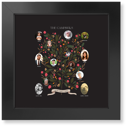 Blooming Family Tree Art Print, -Black-Black-Signature Card Stock-12x12