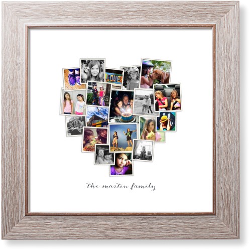 Tilted Heart Collage Art Print, -Rustic-White-Signature Card Stock-12x12