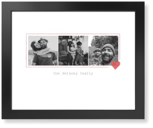 Simple Heart Border Art Print, Black, Signature Card Stock, 16x20, White, white