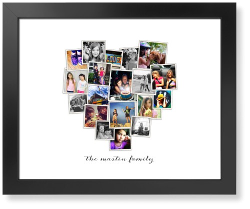 Tilted Heart Collage Art Print, Black, Signature Card Stock, 16x20, White