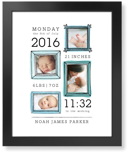 Hand Drawn Frames Art Print, Black, Blue, Signature Card Stock, 16x20