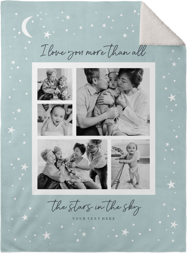 More Than Stars Frame Fleece Photo Blanket, Sherpa, 30x40, Blue