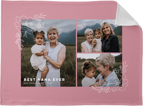 Floral Corners Fleece Photo Blanket, Fleece, 30x40, Pink