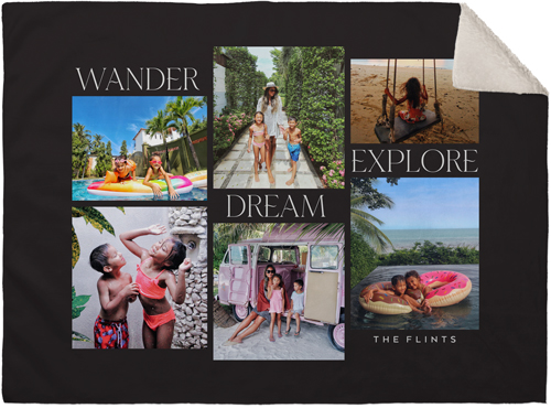 Wander Collage Fleece Photo Blanket, Sherpa, 30x40, Gray, charcoal