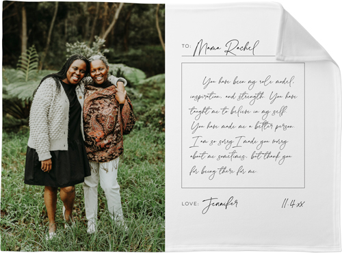 Handwritten Letter Fleece Photo Blanket, Fleece, 30x40, White, white