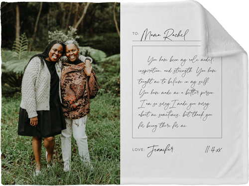 Handwritten Letter Fleece Photo Blanket, Plush Fleece, 30x40, White, white