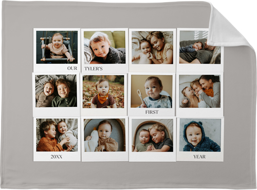 First Year Frames Fleece Photo Blanket, Fleece, 30x40, Gray, stone