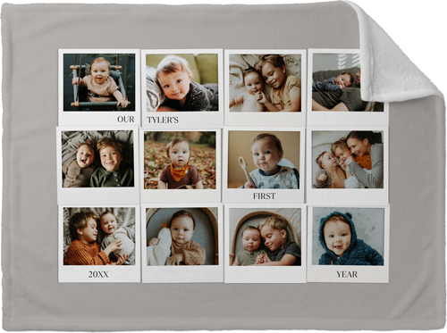 First Year Frames Fleece Photo Blanket, Plush Fleece, 30x40, Gray, stone