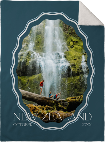 Rippled Border Fleece Photo Blanket, Sherpa, 30x40, Blue, park night