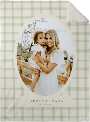 Painted Gingham Fleece Photo Blanket, Sherpa, 30x40, Beige, antique white