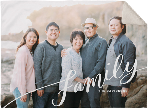 Tilted Family Script Fleece Photo Blanket, Sherpa, 30x40, White, white