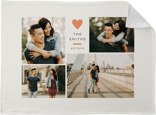 Contemporary Heart Collage Fleece Photo Blanket, Fleece, 30x40, Orange, sedona