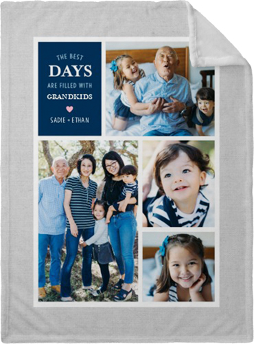 Grandparent's Best Day Fleece Photo Blanket, Plush Fleece, 30x40, Blue