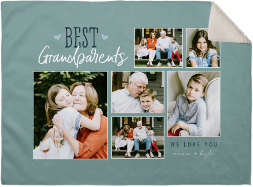Best Grandparents Fleece Photo Blanket, Sherpa, 30x40, Blue