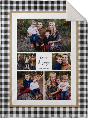 Buffalo Plaid Joy Fleece Photo Blanket, Sherpa, 30x40, Black, black