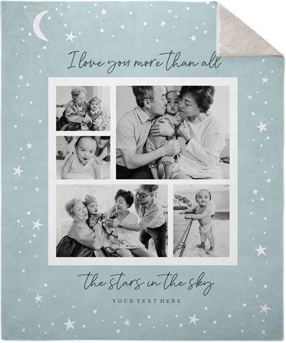 More Than Stars Frame Fleece Photo Blanket, Sherpa, 50x60, Blue, boardwalk