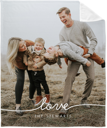 Love Doodle Portrait Fleece Photo Blanket, Plush Fleece, 50x60, White, white