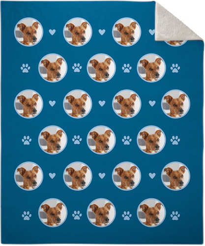 Floating Paws and Pets Fleece Photo Blanket, Sherpa, 50x60, Blue