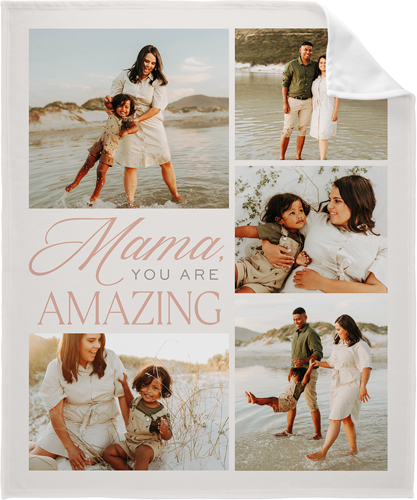 Elegant Amazing Mama Fleece Photo Blanket, Fleece, 50x60, Beige