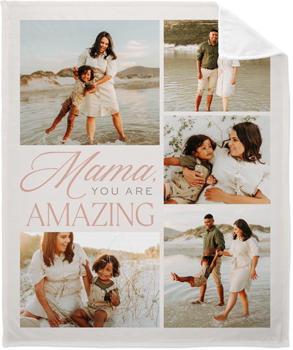 Elegant Amazing Mama Fleece Photo Blanket, Plush Fleece, 50x60, Beige