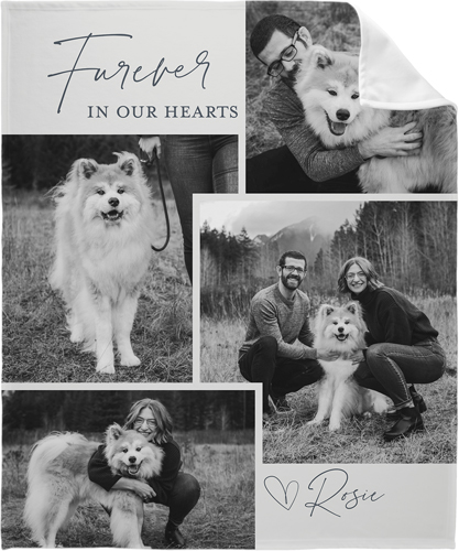 Furever Pet Memorial Fleece Photo Blanket, Fleece, 50x60, Gray