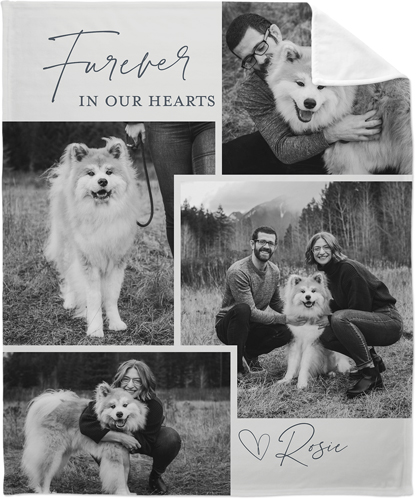 Furever Pet Memorial Fleece Photo Blanket, Plush Fleece, 50x60, Gray