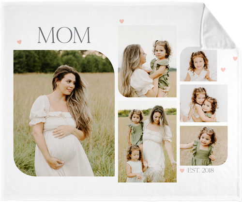 Mom Arch Frames Fleece Photo Blanket, Plush Fleece, 50x60, White