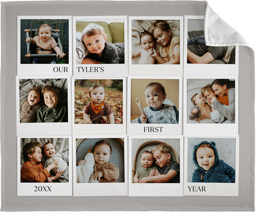 First Year Frames Fleece Photo Blanket, Fleece, 50x60, Gray, stone