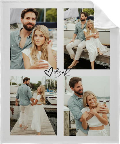 Minimalist Heart Initials Fleece Photo Blanket, Fleece, 50x60, Gray, silver lining