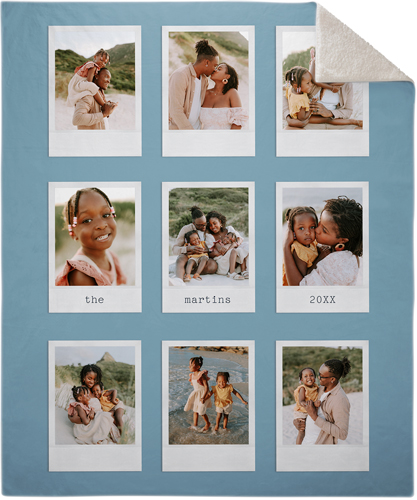Snap of Memories Fleece Photo Blanket, Sherpa, 50x60, Blue, marine layer