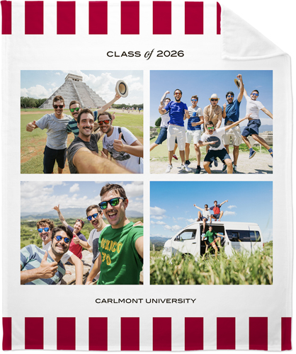 Grad Stripes Fleece Photo Blanket, Plush Fleece, 50x60, Red, cabernet