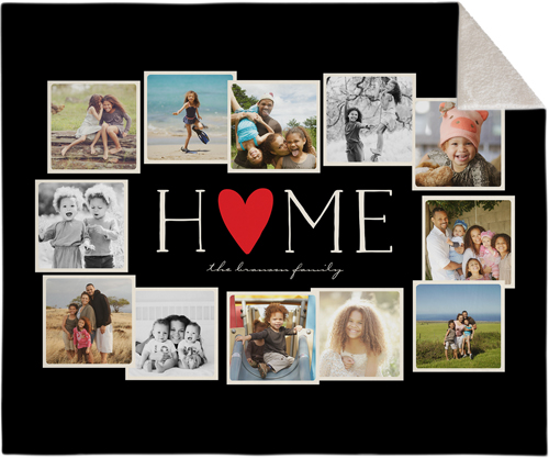 Home All Around Collage Fleece Photo Blanket, Sherpa, 50x60, Black