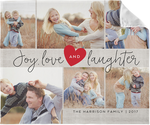 Joy Love Laughter Fleece Photo Blanket, Fleece, 50x60, Gray