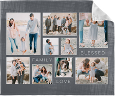 family love blessed collage fleece photo blanket