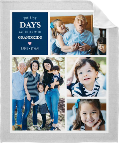 Grandparent's Best Day Fleece Photo Blanket, Fleece, 50x60, Blue