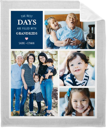Grandparent's Best Day Fleece Photo Blanket, Plush Fleece, 50x60, Blue
