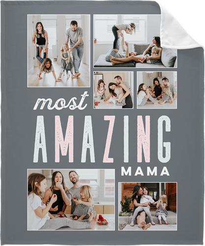 Most Amazing Mom Fleece Photo Blanket, Fleece, 50x60, Pink
