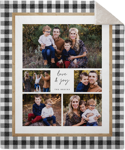 Buffalo Plaid Joy Fleece Photo Blanket, Sherpa, 50x60, Black, black