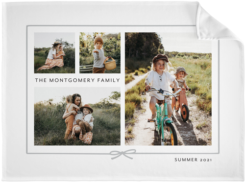 Bow Border Collage Fleece Photo Blanket, Fleece, 60x80, Gray, iron