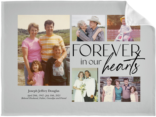 In Our Hearts Memorial Fleece Photo Blanket, Fleece, 60x80, Gray, smoke
