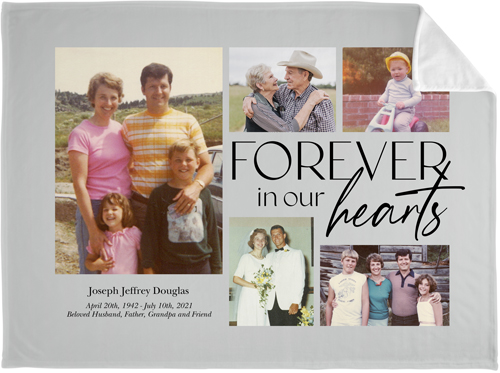 In Our Hearts Memorial Fleece Photo Blanket, Plush Fleece, 60x80, Gray