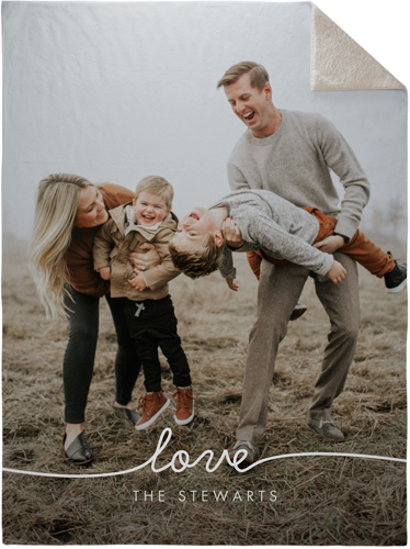 Love Doodle Portrait Fleece Photo Blanket, Sherpa, 60x80, White, white