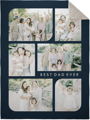 Rounded Edges Fleece Photo Blanket, Sherpa, 60x80, Black, silhouette