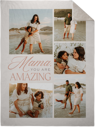Elegant Amazing Mama Fleece Photo Blanket, Sherpa, 60x80, Beige